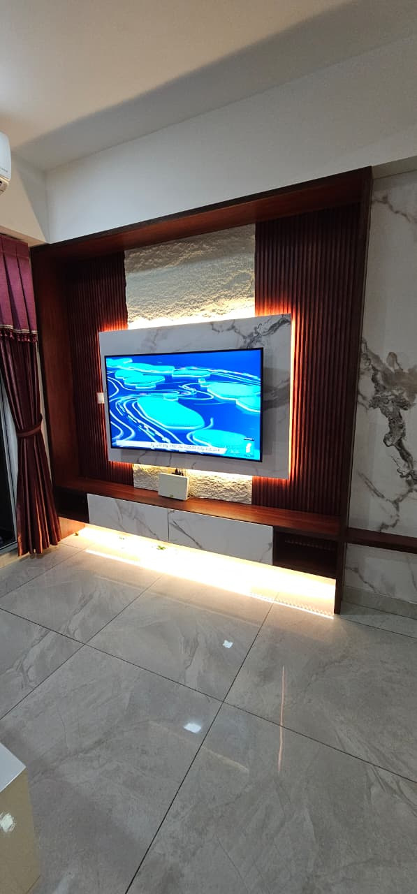 Custom media wall installation